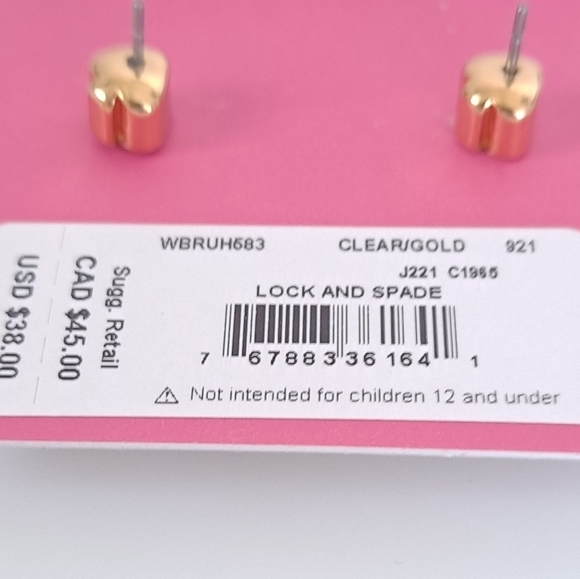 Kate Spade Lock & Spade Earrings Mismatch Stud NWT NEW Post Back Gold - Picture 10 of 10